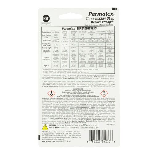 Permatex Medium Strength Threadlocker Blue, 2.5-ML