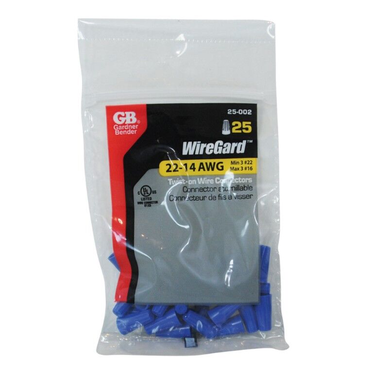 Gardner Bender Blue WireGard High Performance Twist-On Wire Connector, 22-16 Gauge, 25-Pk