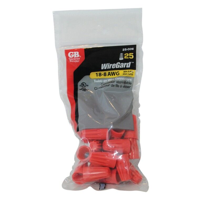 Gardner Bender WireGard High Performance Twist-On Red #18-#10 AWG Connector, 25-Pk