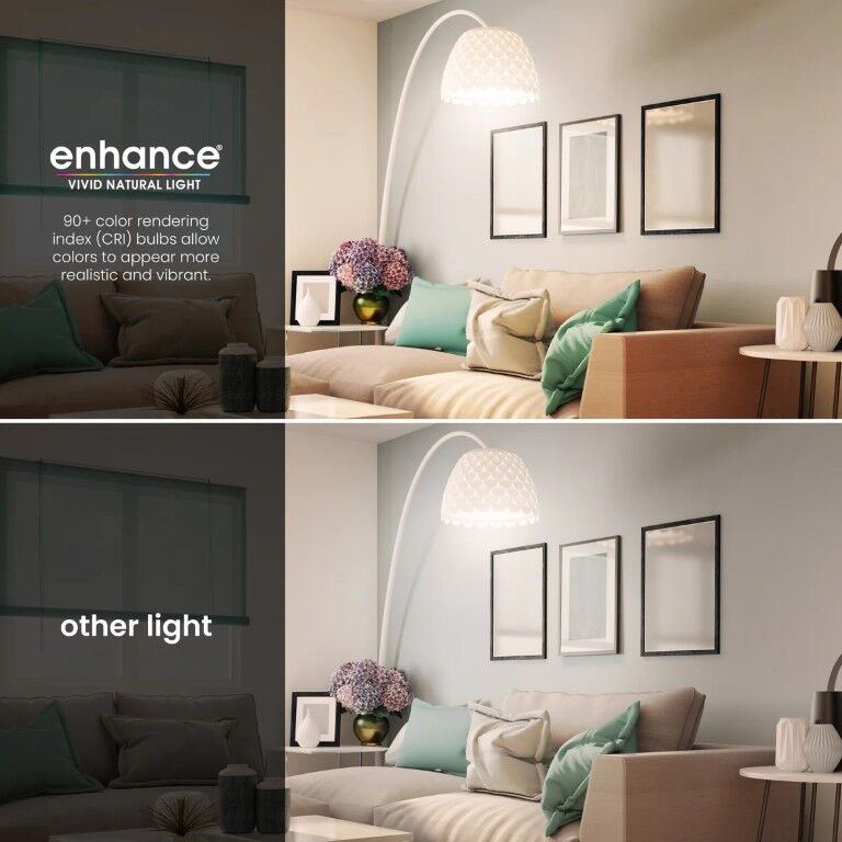 Feit Electric Bright White E26 Base A19 Dimmable Enhance LED Light Bulb, 60-W, 4-Pk