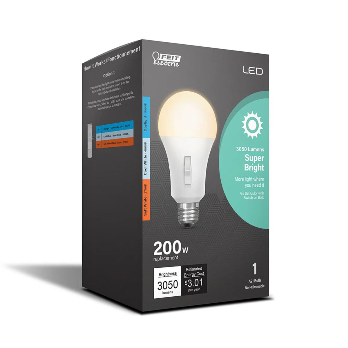 Feit Electric A21 25-Watt Color Selectable LED Light Bulb
