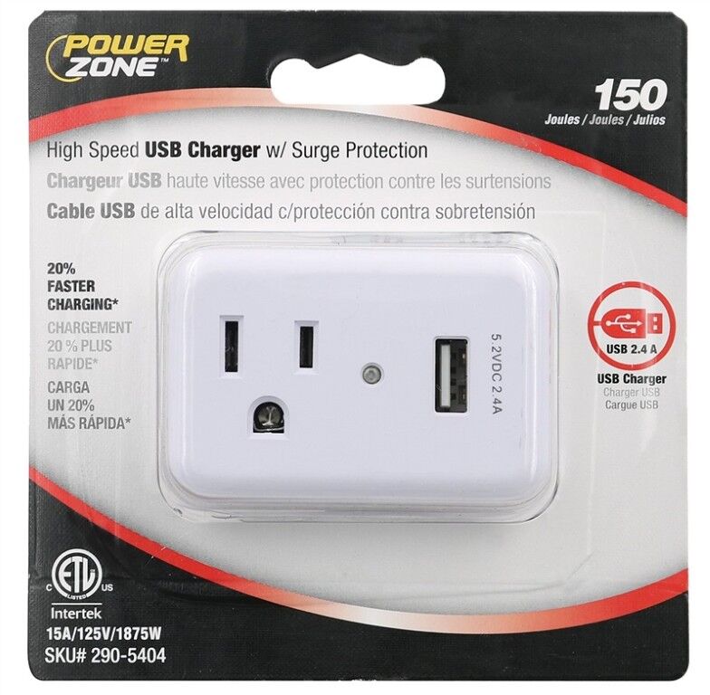PowerZone USB Charger With Surge Protection
