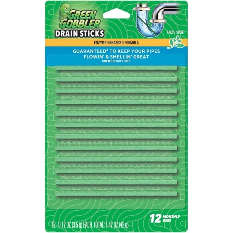 Green Gobbler Fresh Scent Drain Sticks Cleaner & Deodorizer, 12-Pk