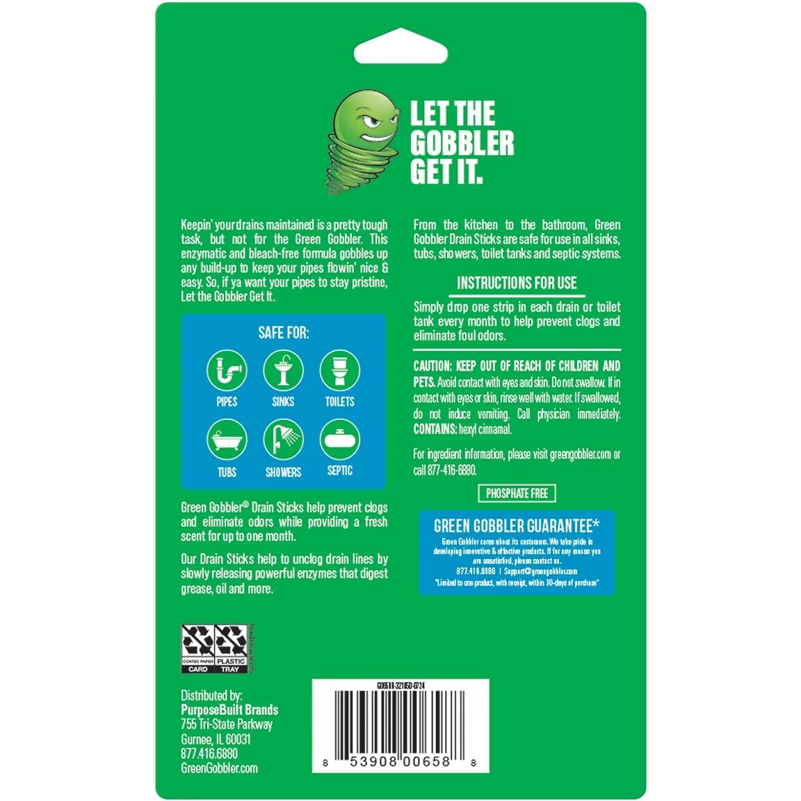 Green Gobbler Fresh Scent Drain Sticks Cleaner & Deodorizer, 12-Pk