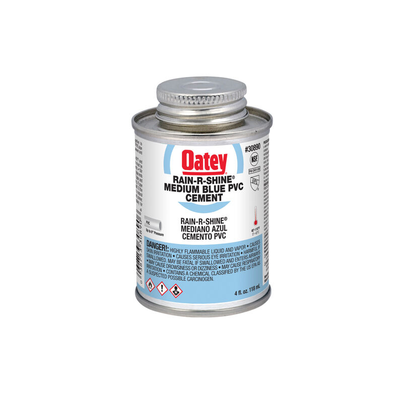 Oatey Medium Blue Rain-R-Shine PVC Cement, 4-Oz