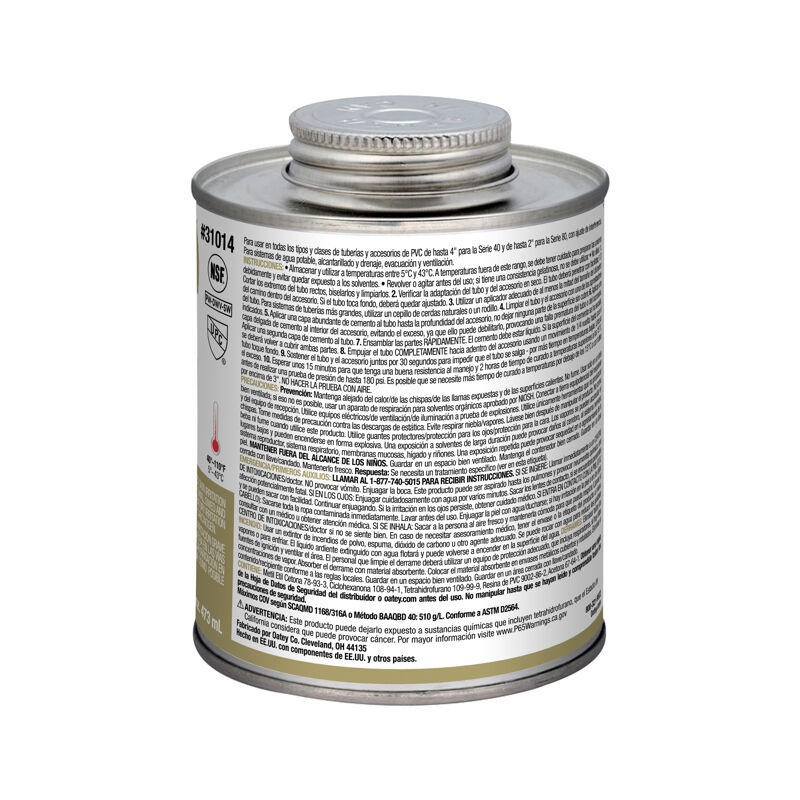 Oatey Regular Clear PVC Cement, 16-Oz