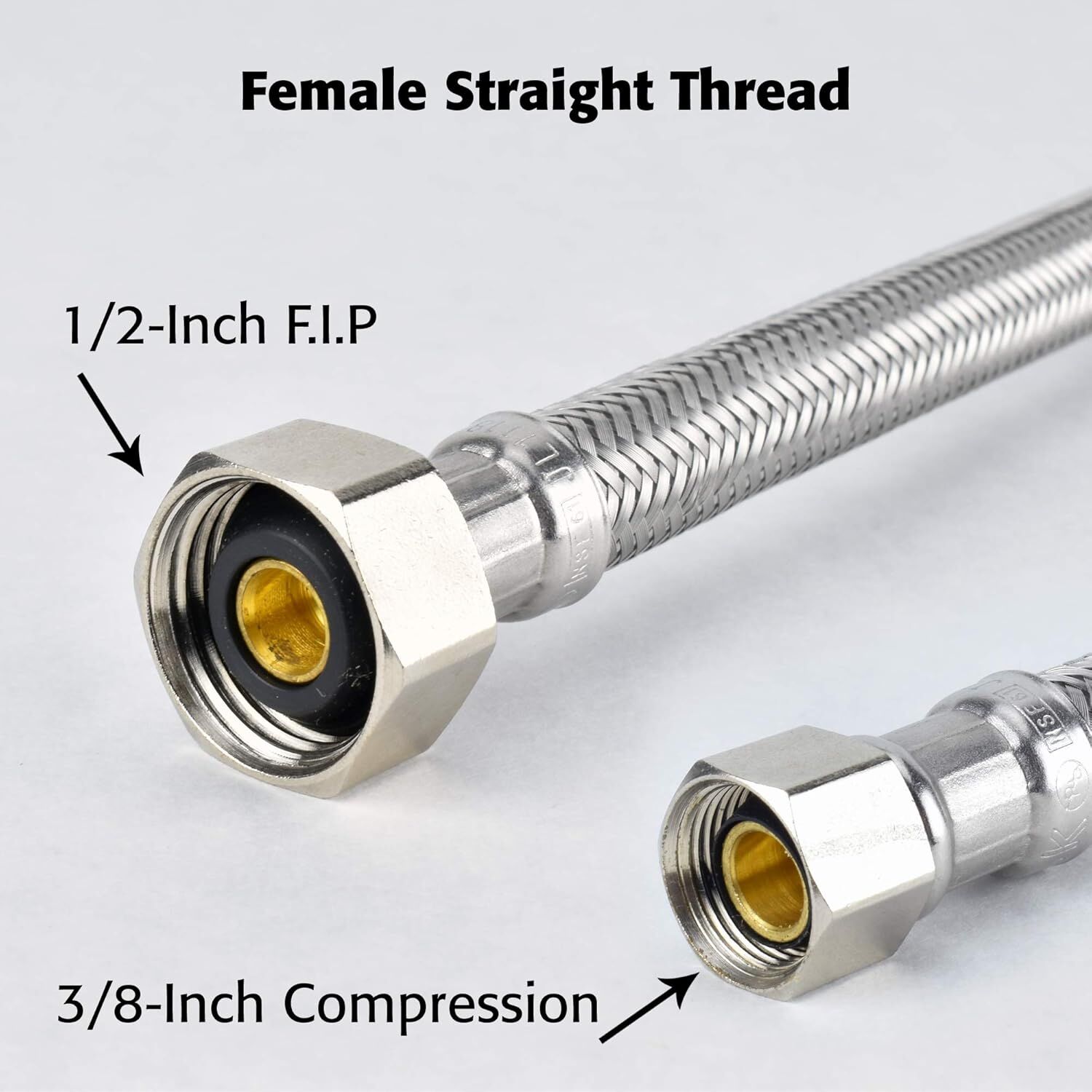 Plumb Pak EZ Series Stainless Steel Sink Supply Tube, 3/8-In Comp x 1/2-In FIP x 30-In