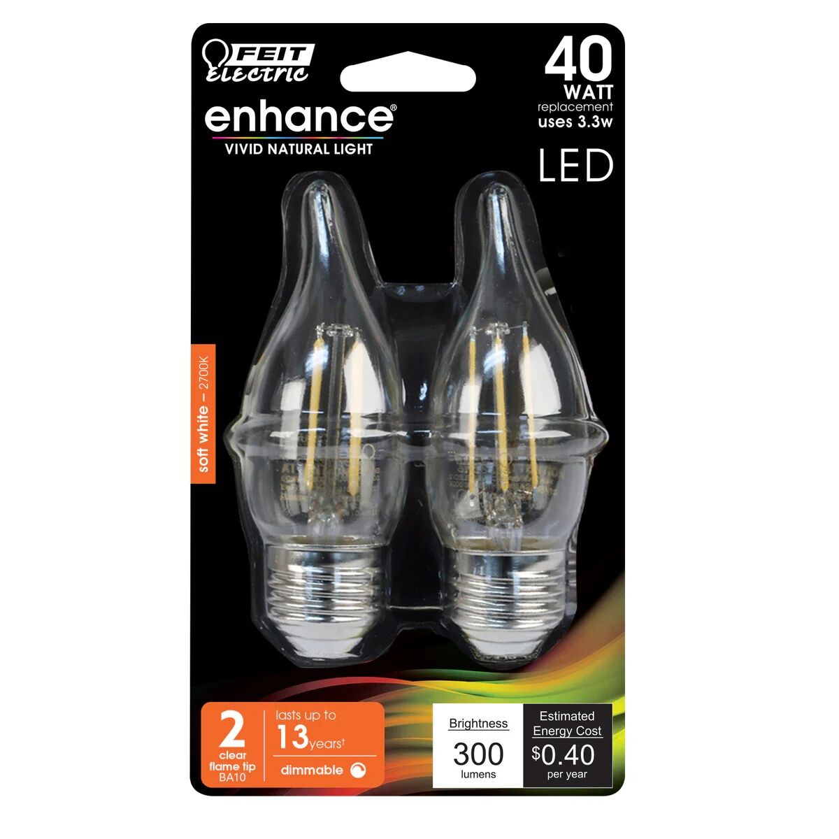 Feit Electric BA10 3.3 Watt Soft White Dimmable E26 LED Light Bulb