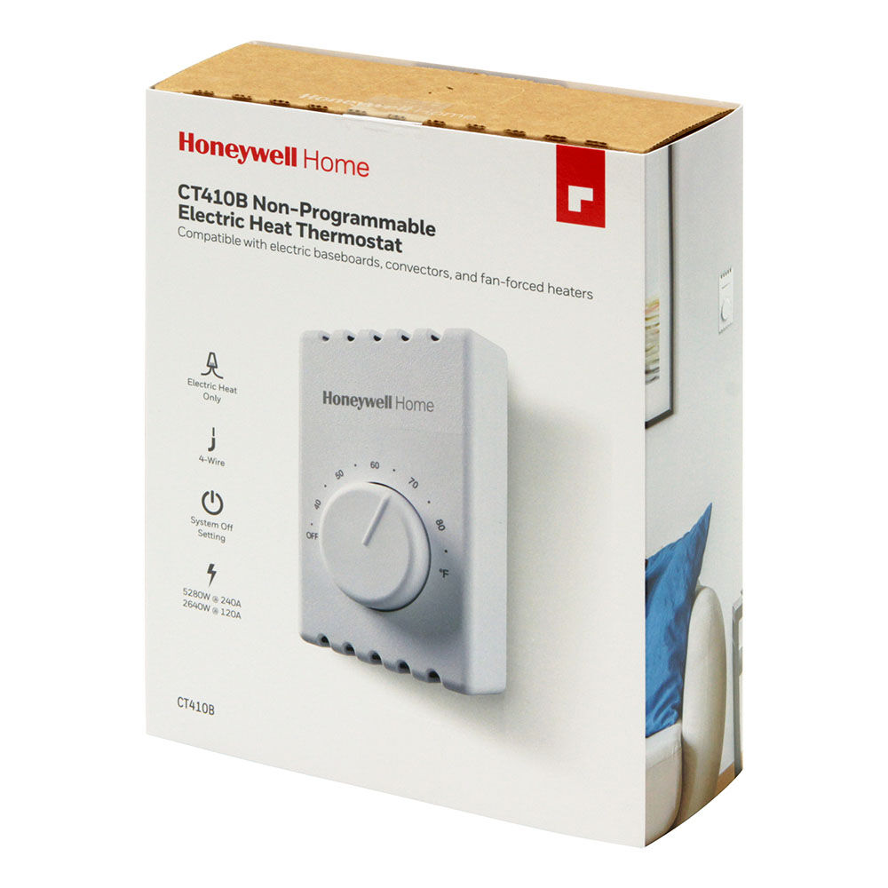Honeywell Home CT410B1017 Non Programmable 4-Wire Premium Baseboard Heater And Line Volt Thermostat