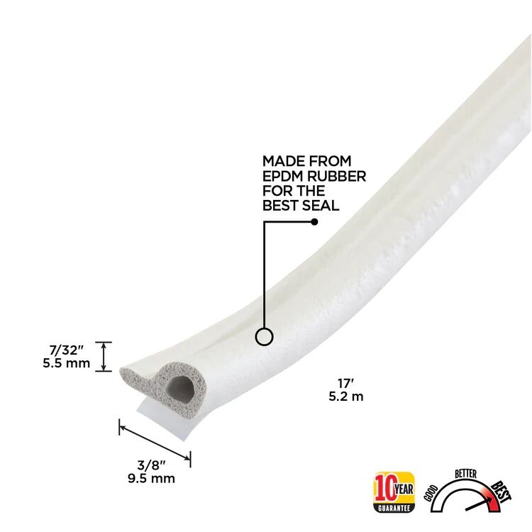 M-D Building Products White Premium Rubber Window Seal For Medium Gaps, 7/32-In x 17-Ft
