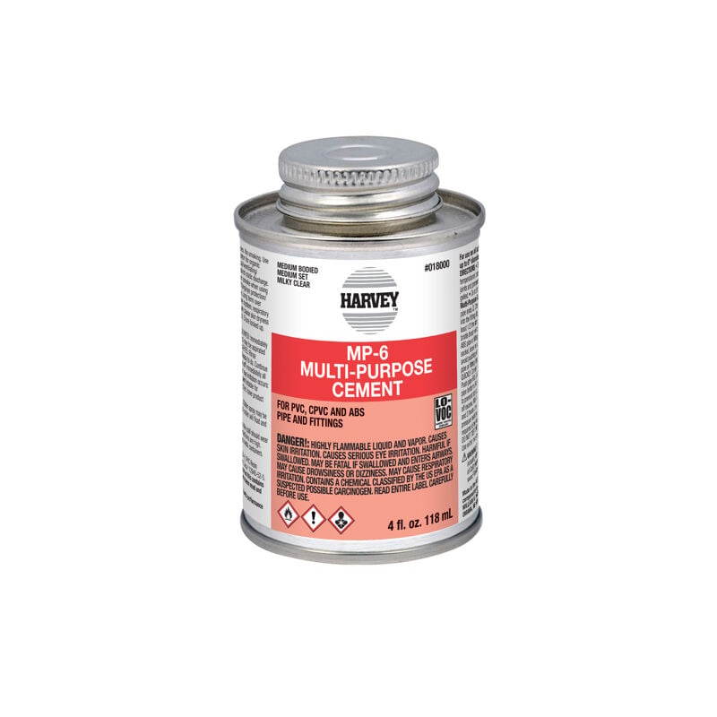 Harvey MP-6 Multi-Purpose Milky Clear Pipe Cement, 4-Oz