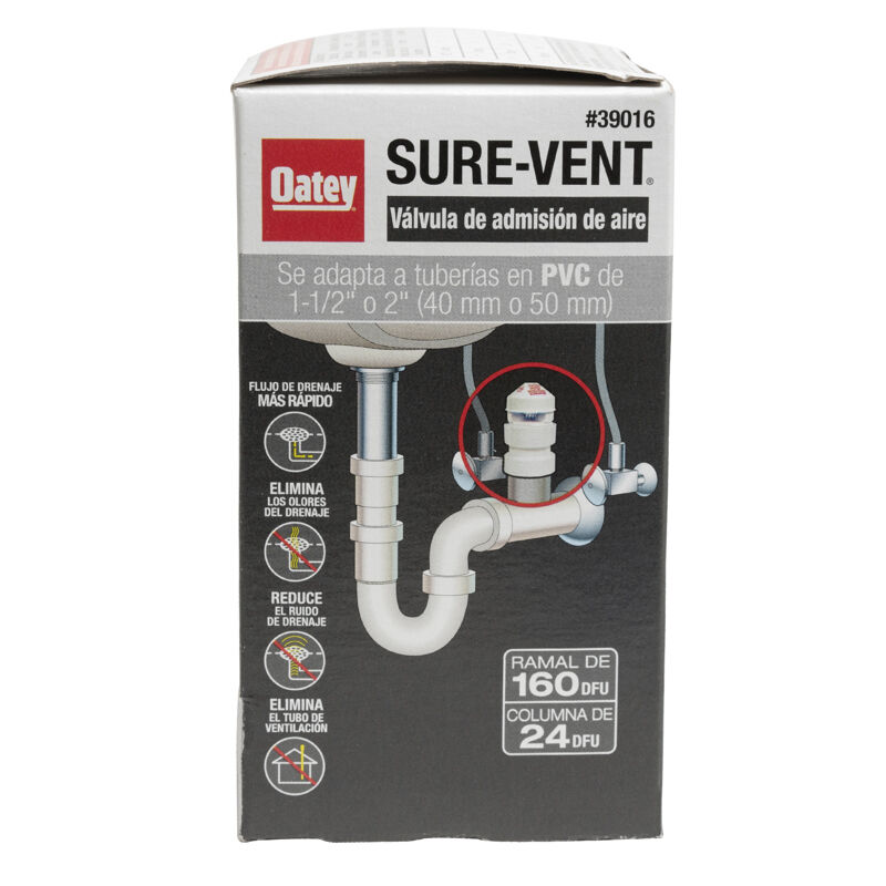 Oatey Sure-Vent 160 Branch 24 Stack DFU Air Admittance Valve, 1 1/2-In To 2-In