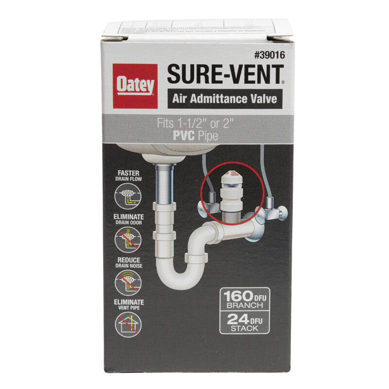 Oatey Sure-Vent 160 Branch 24 Stack DFU Air Admittance Valve, 1 1/2-In To 2-In