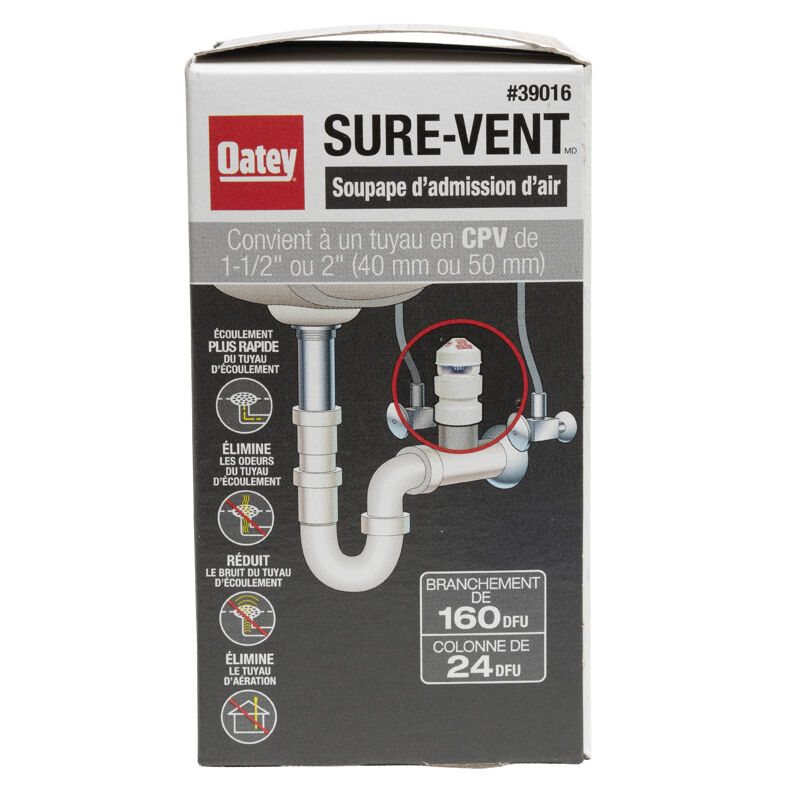 Oatey Sure-Vent 160 Branch 24 Stack DFU Air Admittance Valve, 1 1/2-In To 2-In