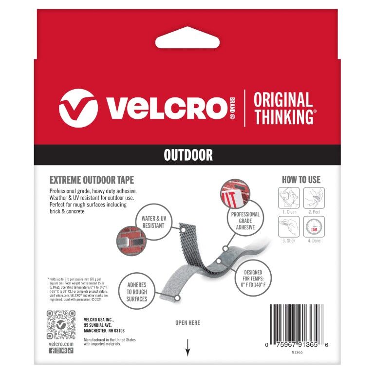 Velcro Extreme Outdoor Tape Titanium, 1-In x 10-Ft