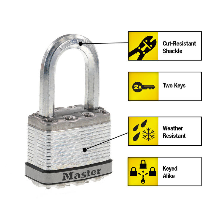 Master Lock Magnum Laminated Steel Padlock, 1 1/2-In