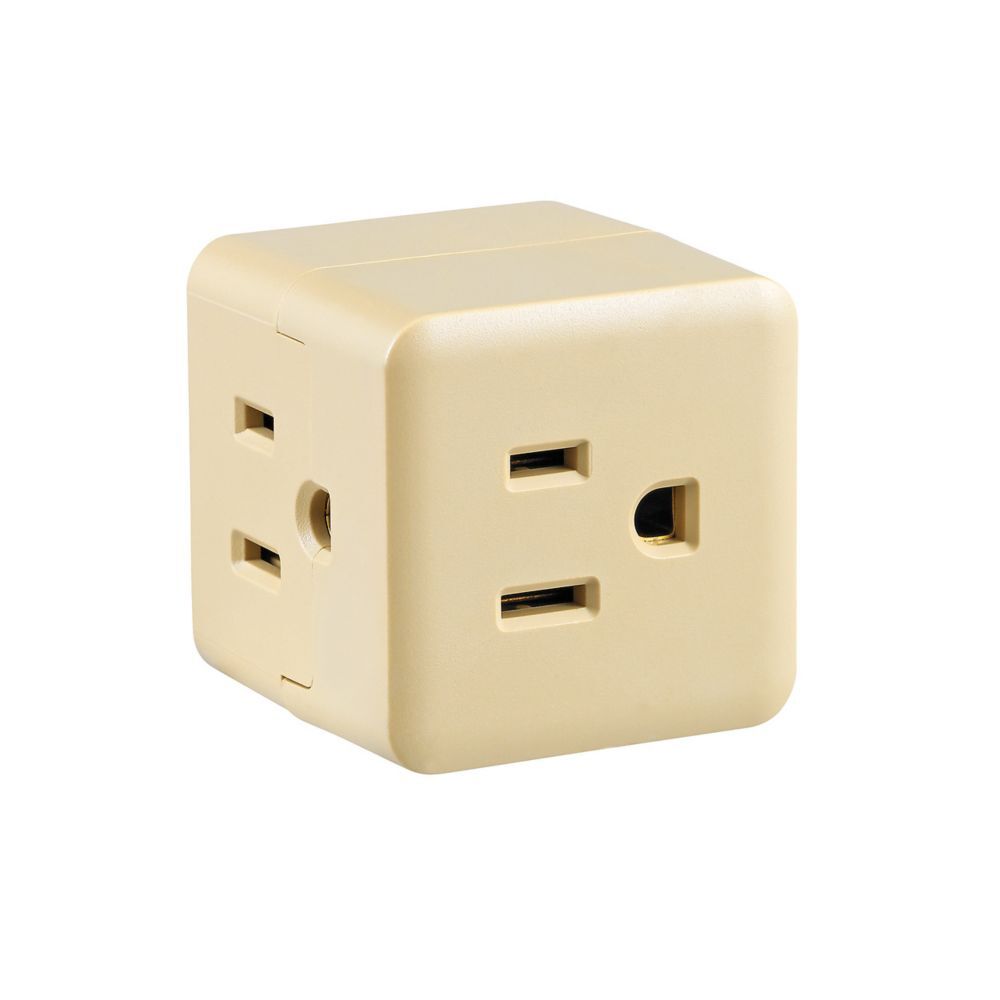 Eaton Ivory 3-Outlet Cube Tap, 15-A, 125-V