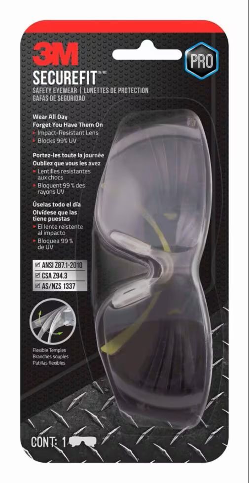 3M SecureFit 400 Indoor/Outdoor Eye Protection, Mirror, Anti-Scratch