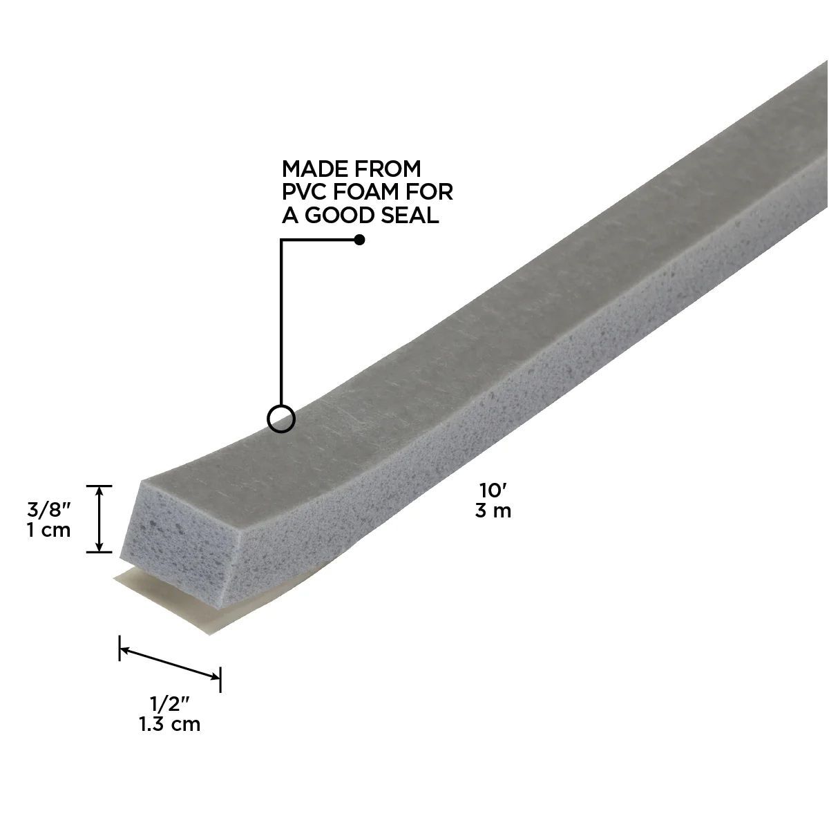 M-D Building Products Gray Foam Window Seal for Gaps, 1/2-In x 3/8-In x 10-Ft