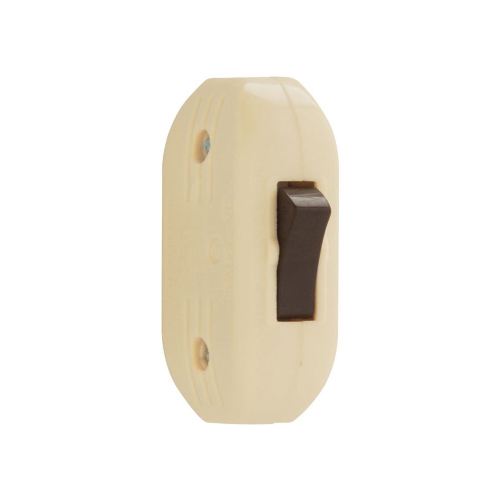 Eaton Ivory Commercial Flat/Round IV FeedThru Cord Switch, 3-A, 120-V