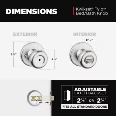 Kwikset Bed/Bath Satin Chrome Tylo Door Knob