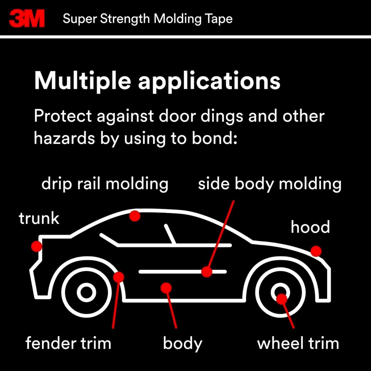 3M Super Strength Molding Tape, 1/2-In x 15-Ft