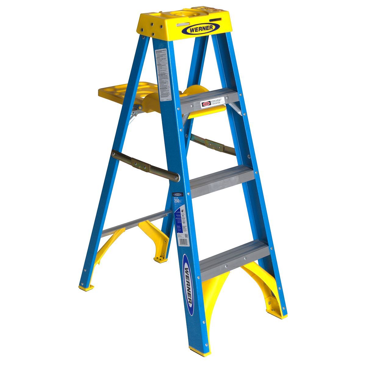 Werner 6004 Fiberglass Step Ladder, Type I, Load Capacity 250-Lb, 4-Ft