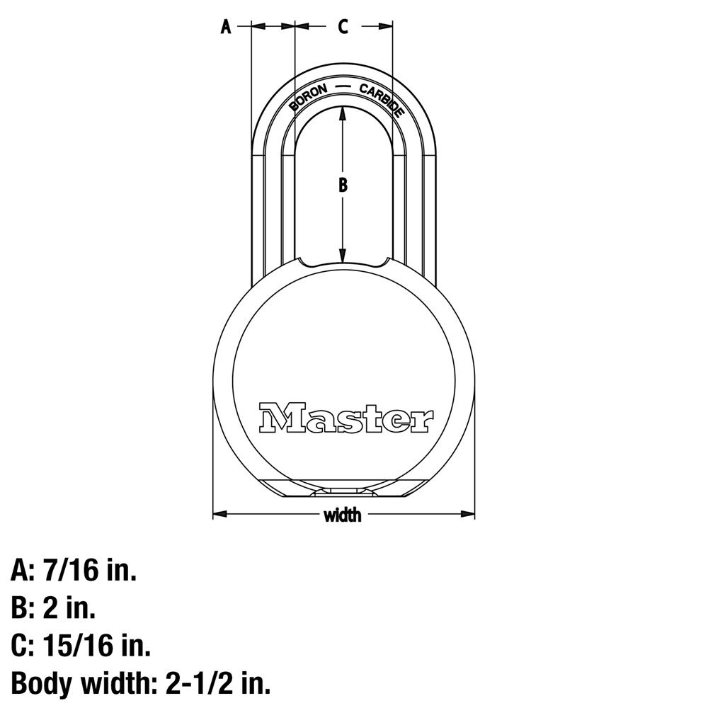 Master Lock M930XDLH Solid Body Padlock, 2-In