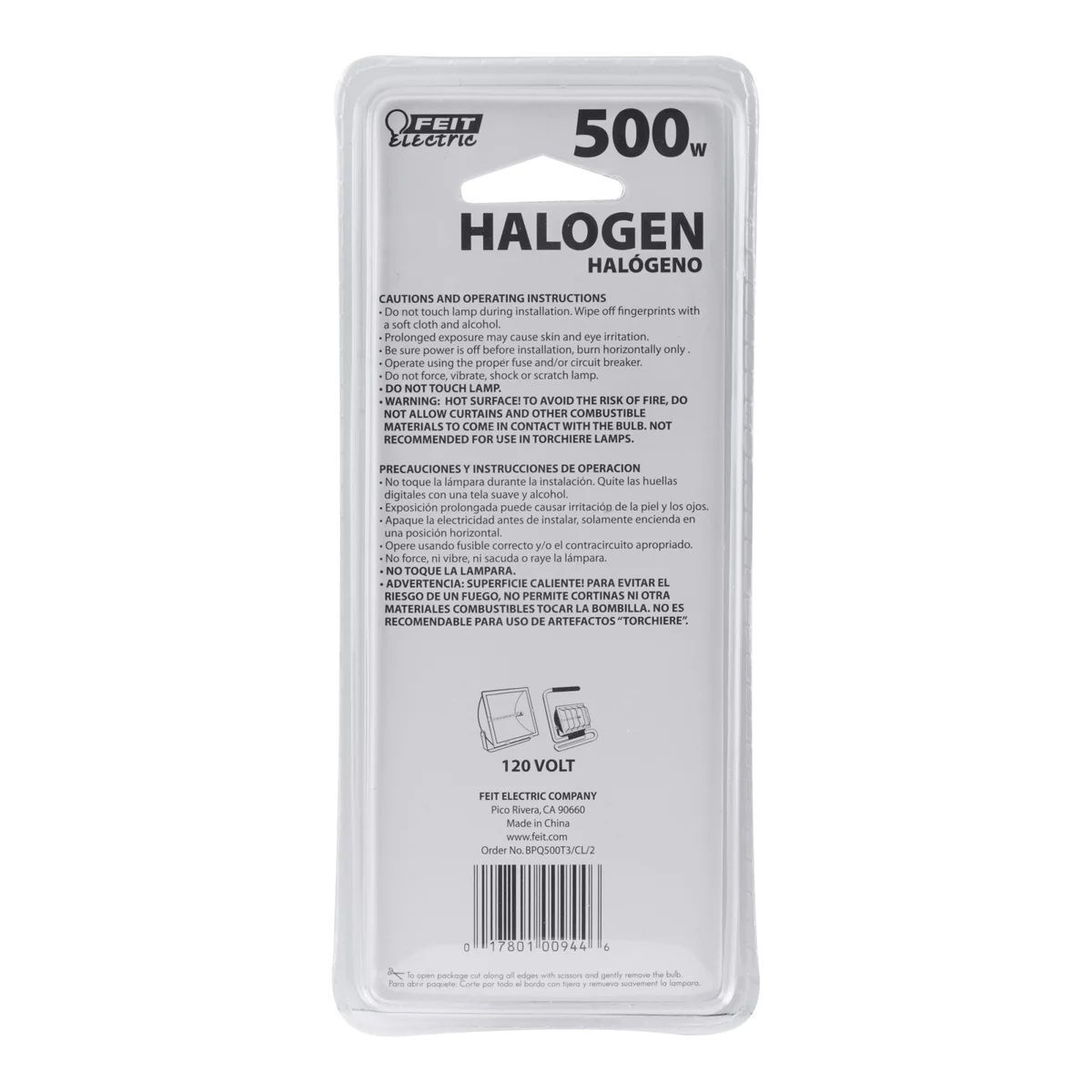 Feit Electric 500W Bright White T3 Double Ended Dimmable Halogen Replacement Light Bulb, 2-Pk