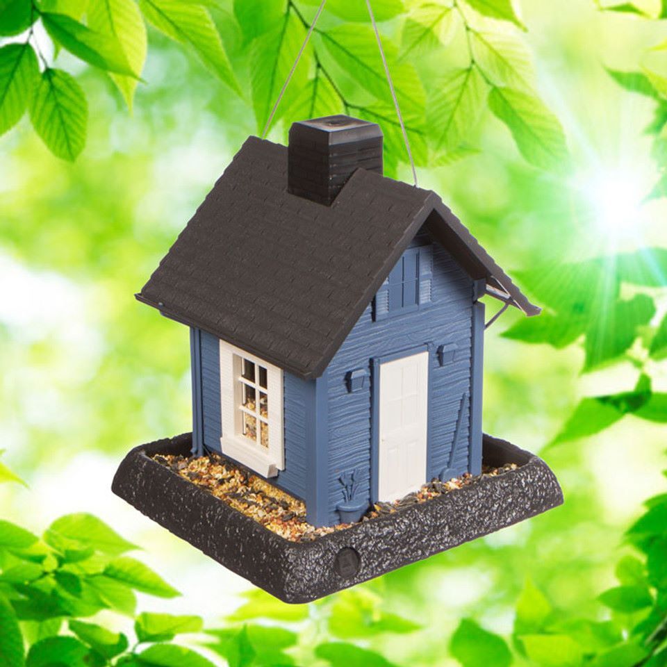 North States Village Collection Blue Cottage Birdfeeder