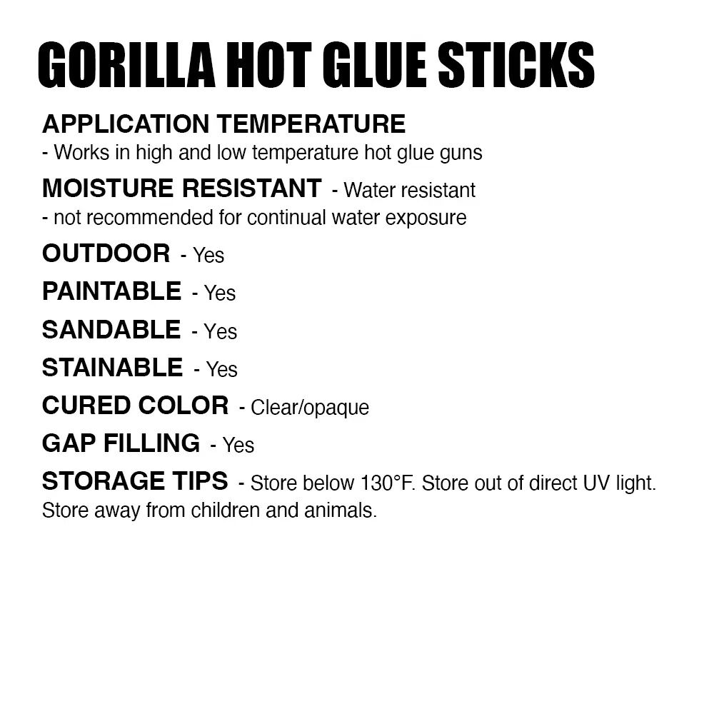 Gorilla Hot Glue Mini Sticks, 8-In