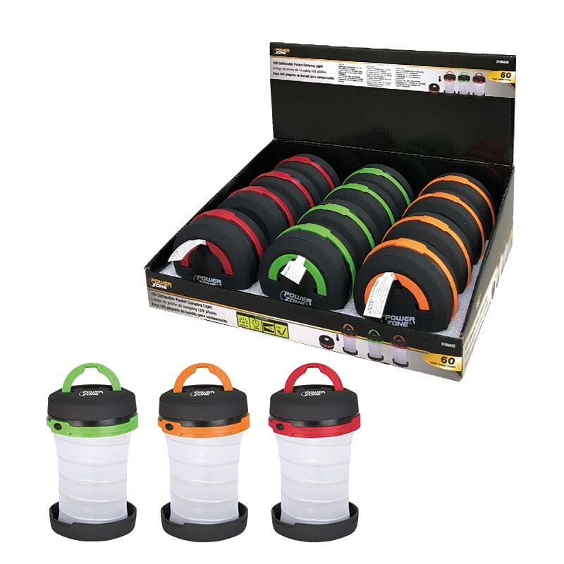 PowerZone Collapsible Pocket LED Camping Light Lamp Assorted Colors