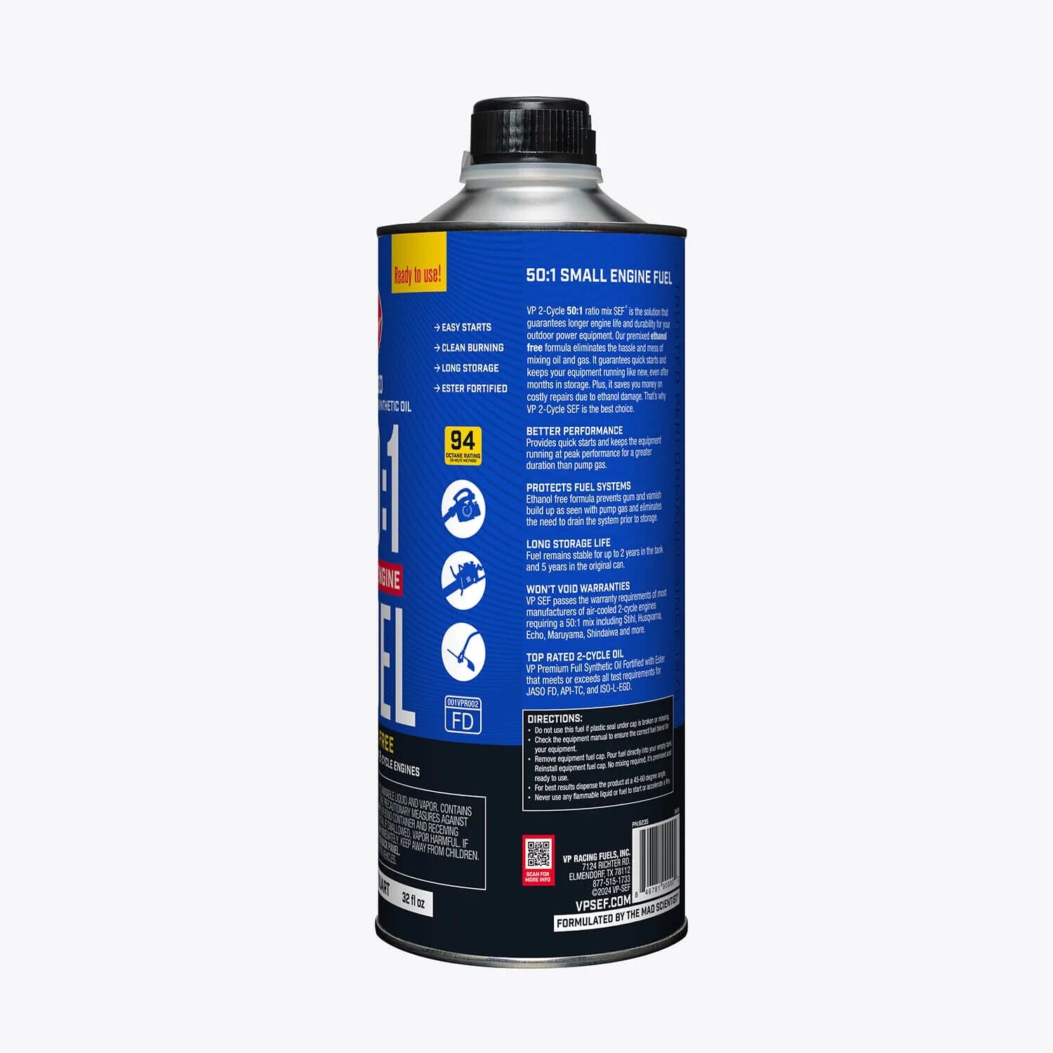 VP Racing Premixed Ethanol Free 50:1 Fuel Mix, 1-Qt