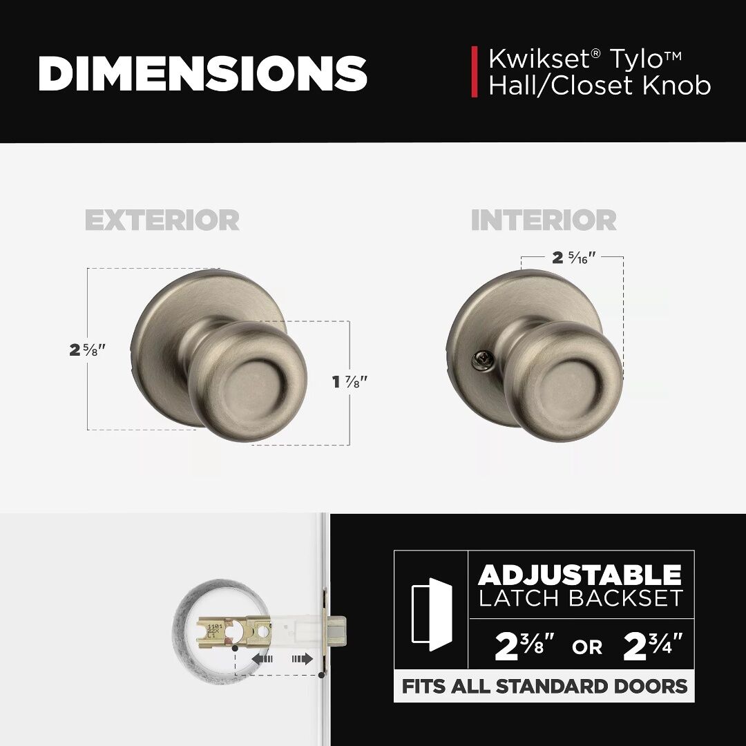 Kwikset Hall/Closet Antique Brass Tylo Door Knob