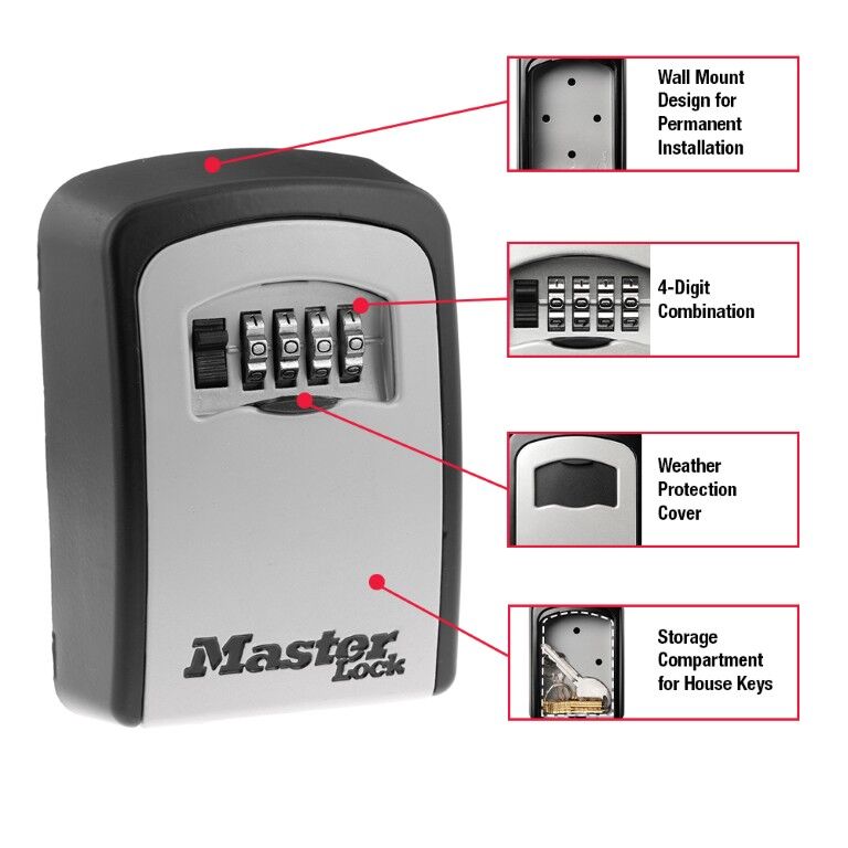 Master Lock 5401D Wall Mount Lock Box, 3 1/4-In