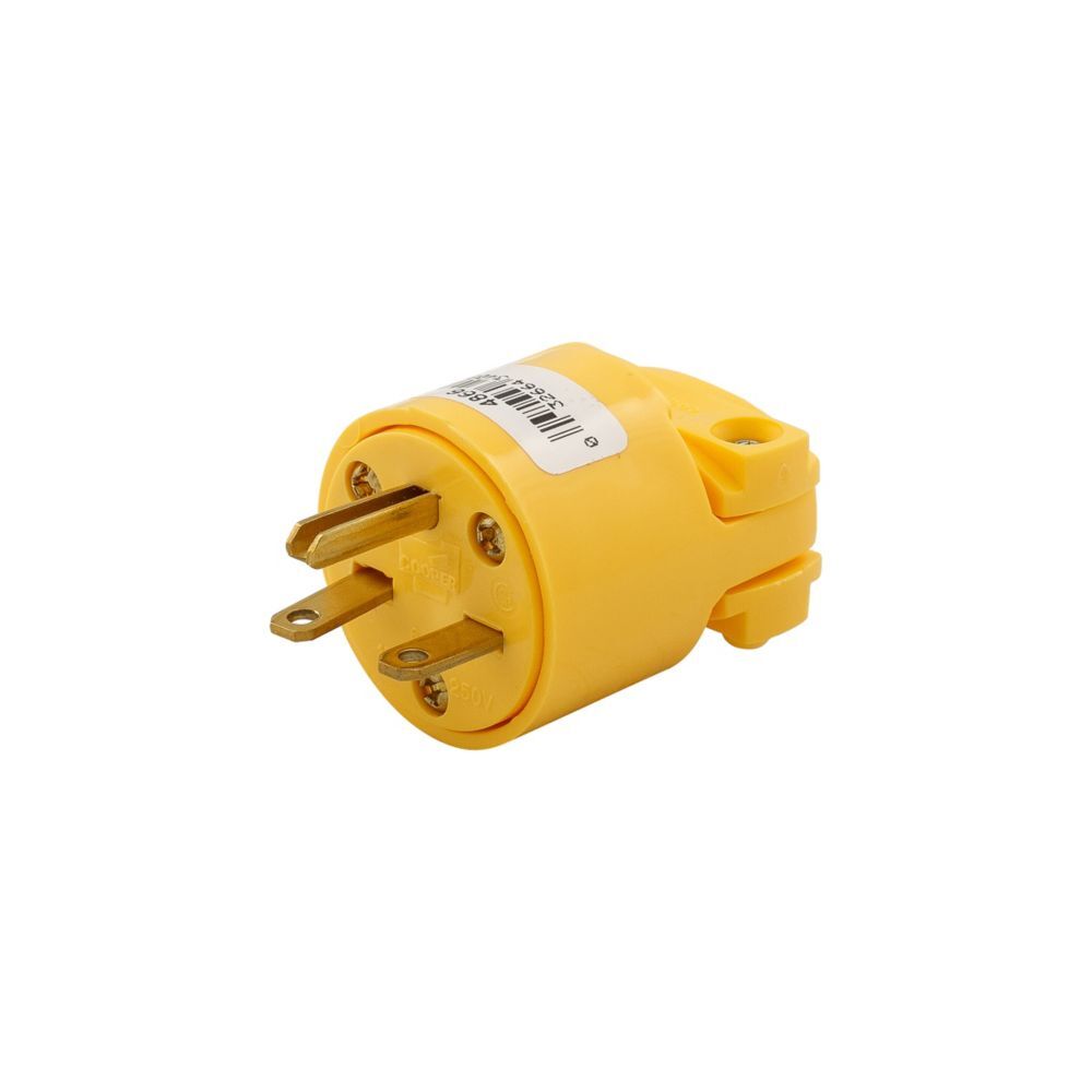 Eaton Yellow 6-15P Straight Blade Plug , 18-12 Gauge, 15-A, 250-V