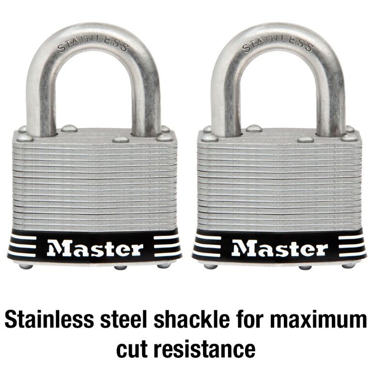 Master Lock Laminated Stainless Steel Pin Tumbler Padlock Keyed Alike, 2-Pk