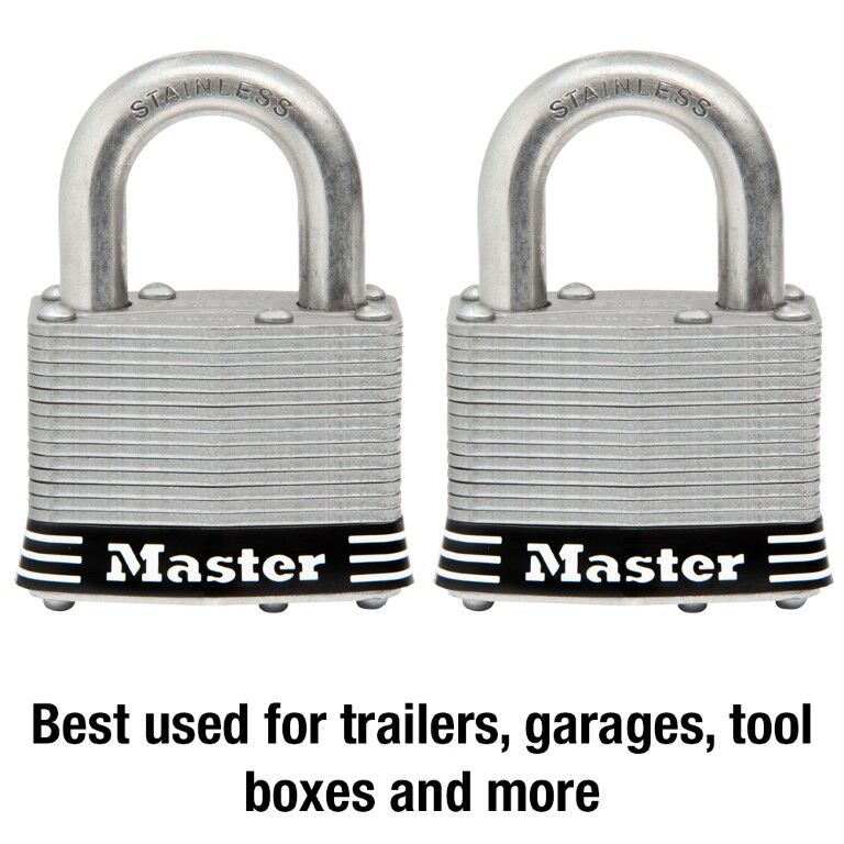 Master Lock Laminated Stainless Steel Pin Tumbler Padlock Keyed Alike, 2-Pk