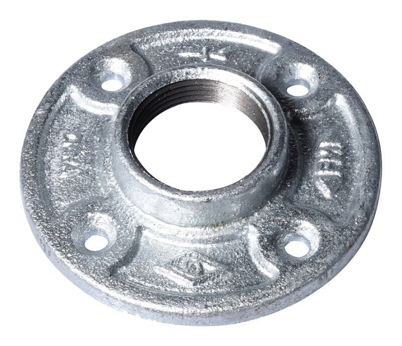 ProSource 4-Bolt Galvanized Malleable Iron Floor Flange, 1 1/4-In FIP x 4 1/5-In