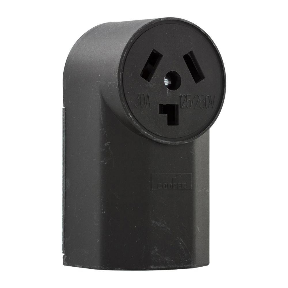 Eaton Black NEMA 10-30R Flush Dryer Receptacle 12-4 Gauge, 30-A, 125-V/250-V