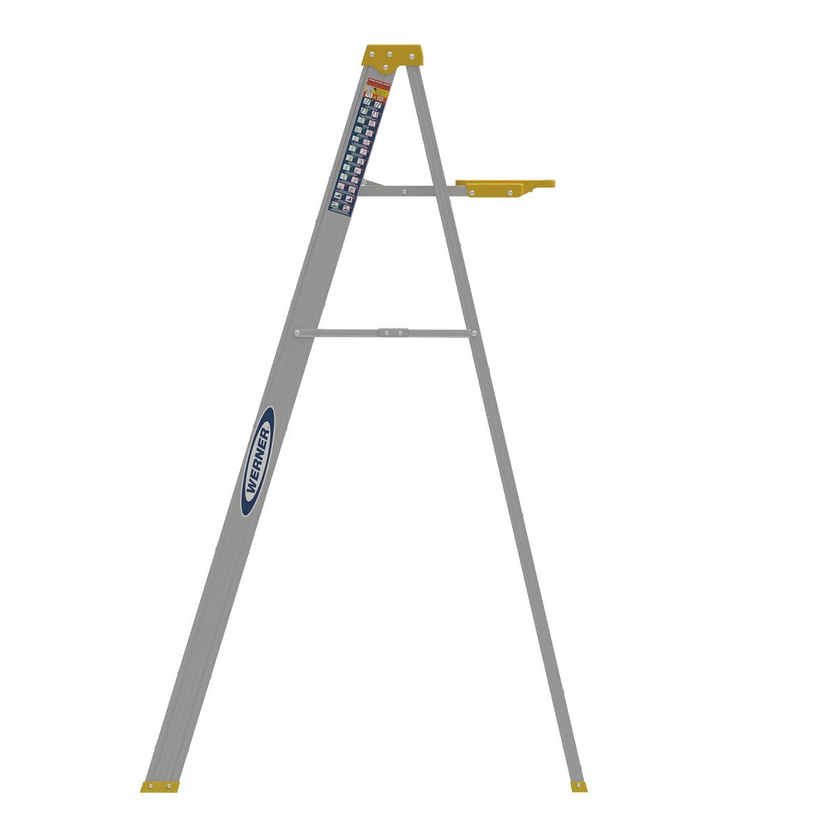 Werner 366 Aluminum Step Ladder, Type I, Load Capacity 250-Lb, 6-Ft
