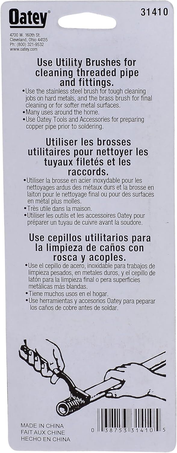 Oatey Pipe Thread Cleaning Brush, 2-Pk