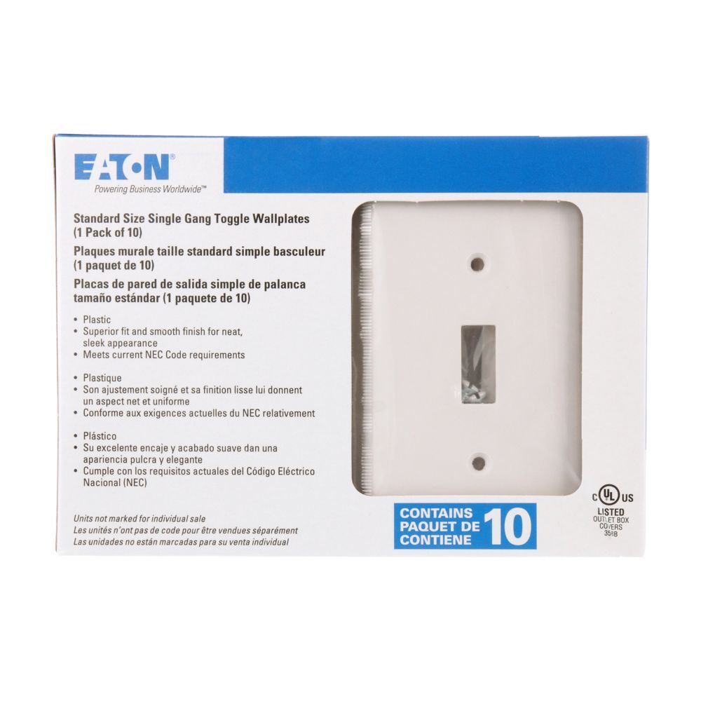 Eaton White 1-Gang Toggle Cutout Wallplate