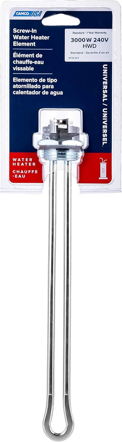 Camco Screw-In 3000 Watt High Watt Density Water Heater Element, 240-V