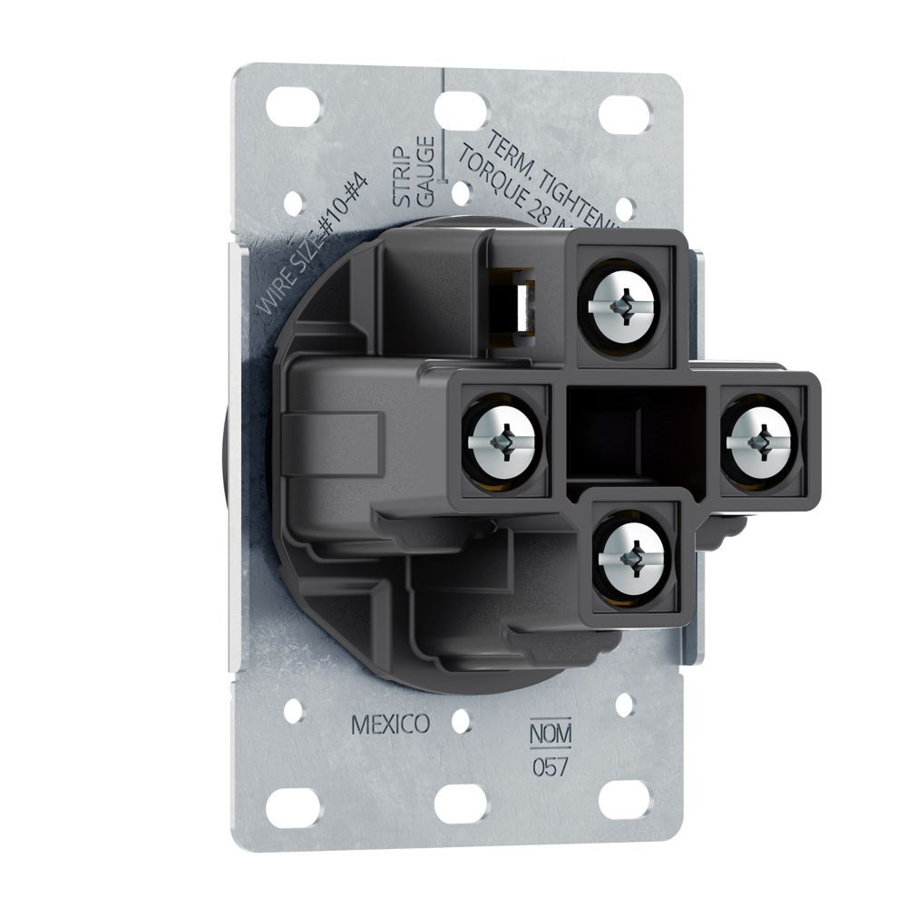 Eaton Arrow Hart AH1257BK-F Flush Mount NEMA 14-30R Dryer Power Receptacle, 30-A, 125-V/250-V