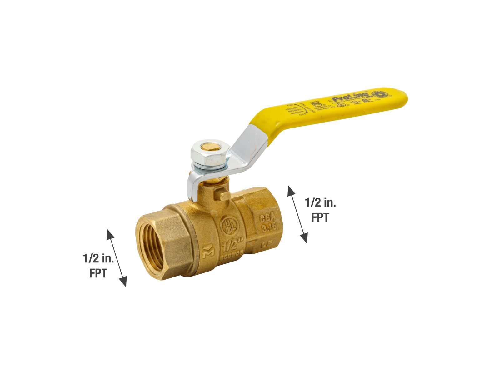 ProLine Series 7700T Brass Ball Valve, 1/2-In FIP x 1/2-In FIP