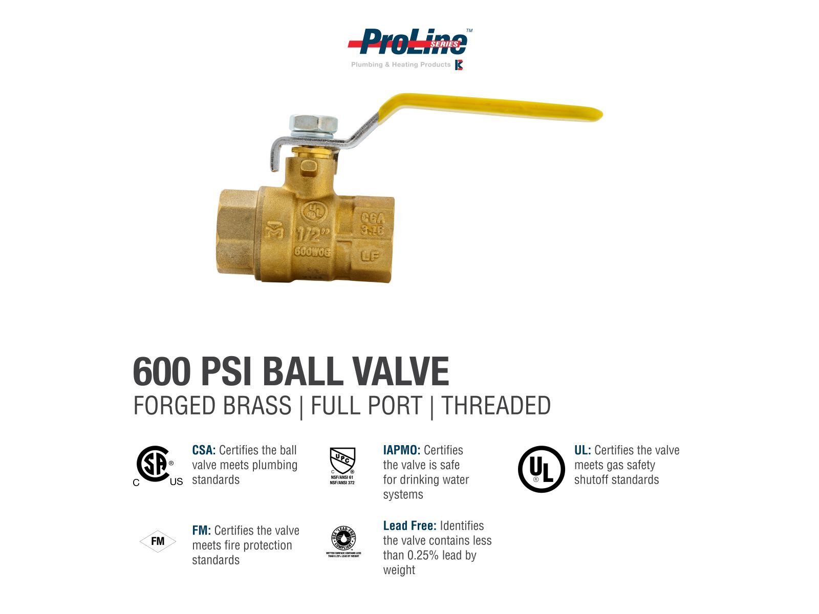 ProLine Series 7700T Brass Ball Valve, 1/2-In FIP x 1/2-In FIP