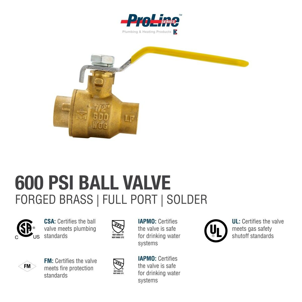 ProLine Lead-Free Brass Ball Valve, 1/2-In SWT x 1/2-In SWT