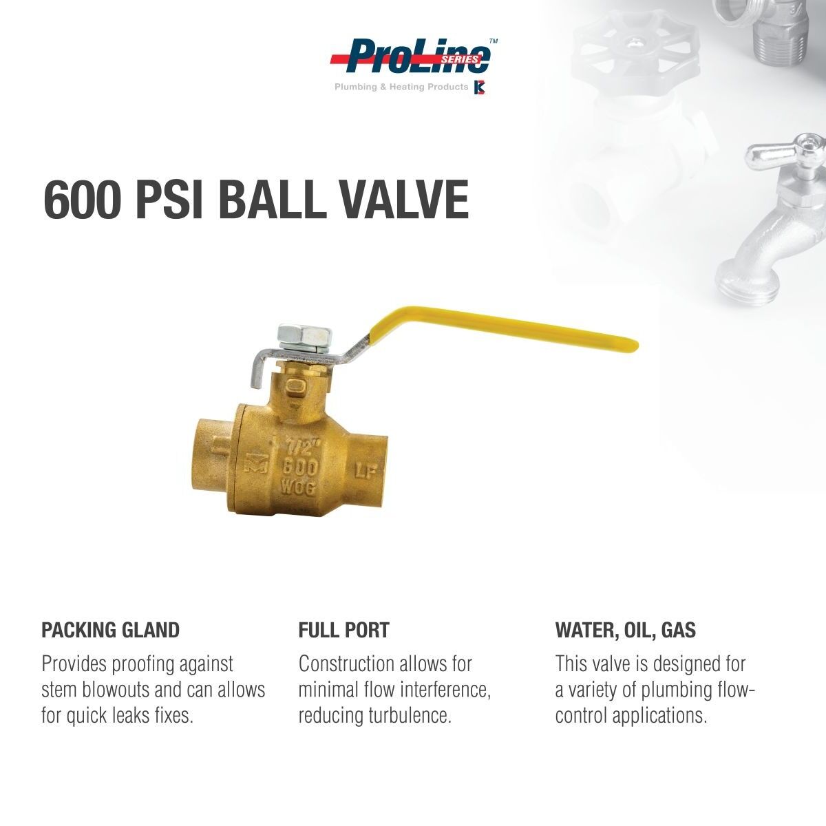 ProLine Lead-Free Brass Ball Valve, 1/2-In SWT x 1/2-In SWT
