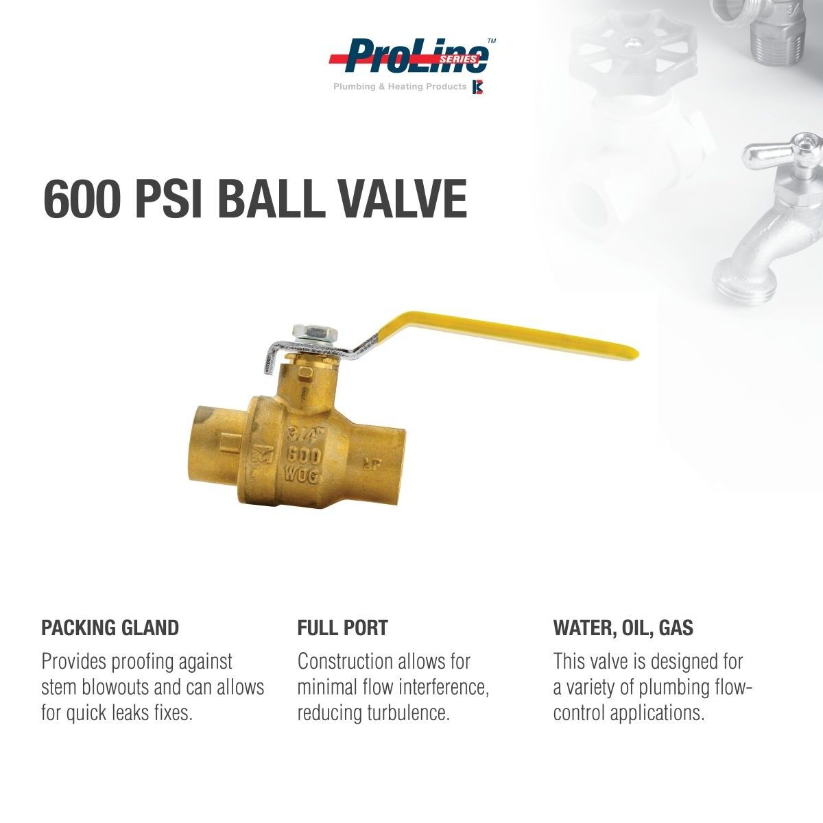 ProLine Lead-Free Brass Ball Valve, 3/4-In SWT x 3/4-In SWT